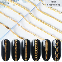 HKM-366483 Metal Chain Nail Decoration in Gold and Silver Alloy – 5g Nail Art Sequins