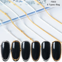 HKM-366483 Metal Chain Nail Decoration in Gold and Silver Alloy – 5g Nail Art Sequins