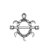 HKM-978963 Cat-Inspired Stainless Steel Nipple Ornaments with Smooth Black Leaves and Diamond Accents