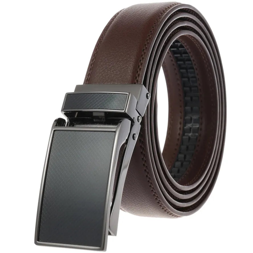HKM-691091 Fashionable Automatic Buckle Genuine Leather Belt for Men