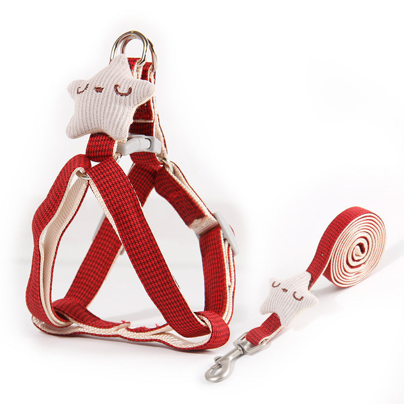 HKM-705747 Adjustable Cloth Dog Leash for Small, Medium, and Large Dogs - Available in Blue, Brown, Red, and Pink