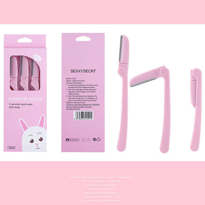 HKM-513299 Folding Eyebrow Shaping Knife with Decorative Trimmer