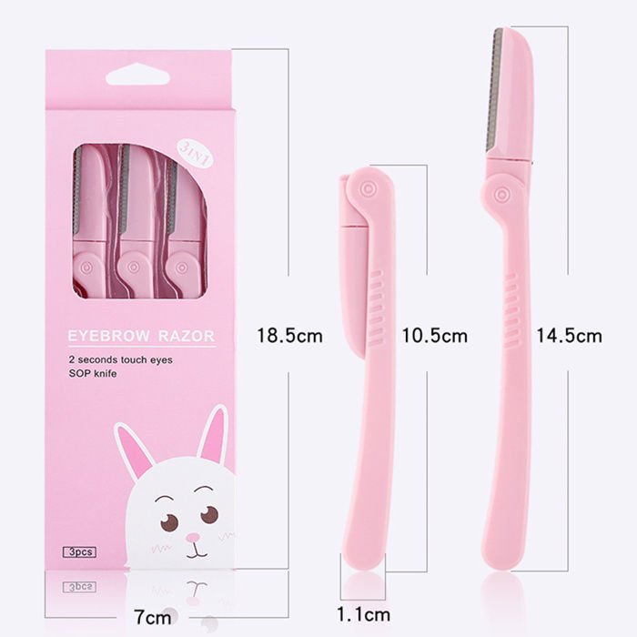 HKM-513299 Folding Eyebrow Shaping Knife with Decorative Trimmer