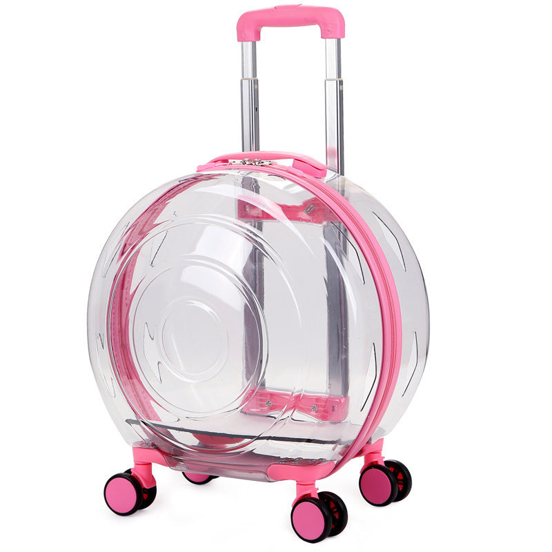 HKM-266067 Transparent Cat Carrier Trolley Bag - Portable and Stylish Pet Travel Solution