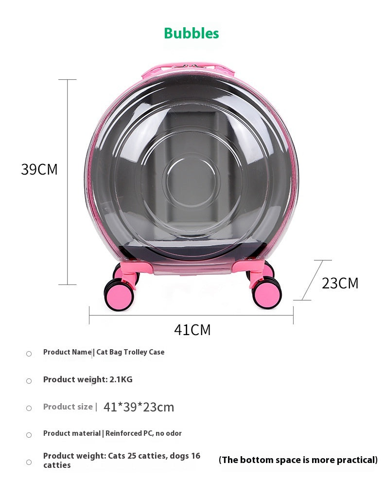 HKM-266067 Transparent Cat Carrier Trolley Bag - Portable and Stylish Pet Travel Solution