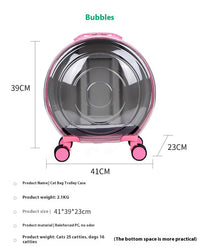 HKM-266067 Transparent Cat Carrier Trolley Bag - Portable and Stylish Pet Travel Solution