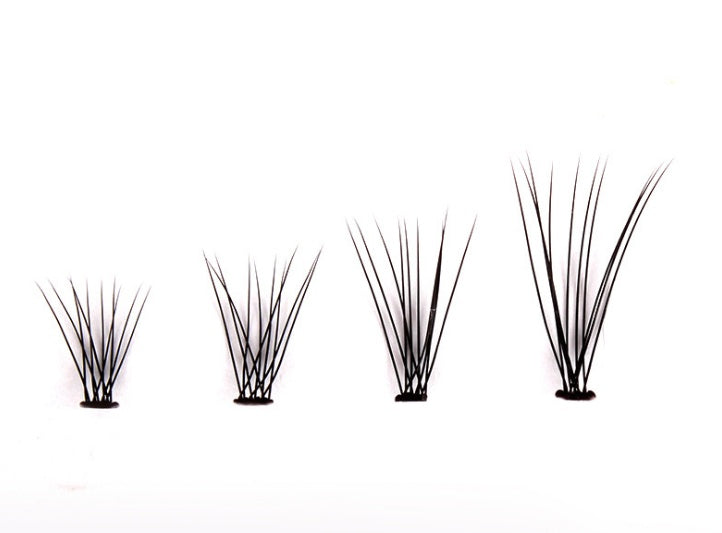 HKM-026195 Handmade Single Cluster False Eyelashes - Various Lengths from 6mm to 14mm, Thick Style, Rayon Material