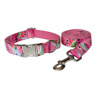 HKM-703443 Floral Pattern Polyester Dog Collar and Leash Set for All Seasons