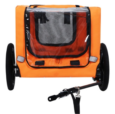 HKM-335699 Heavy-Duty Collapsible Pet Bike Trailer with 16-Inch All-Terrain Wheels and Universal Hitch for Small to Medium Pets