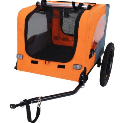 HKM-335699 Heavy-Duty Collapsible Pet Bike Trailer with 16-Inch All-Terrain Wheels and Universal Hitch for Small to Medium Pets