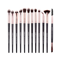 HKM-092563 12-Piece Makeup Brush Set with Wooden Handles for Concealer and Eyeshadow Application