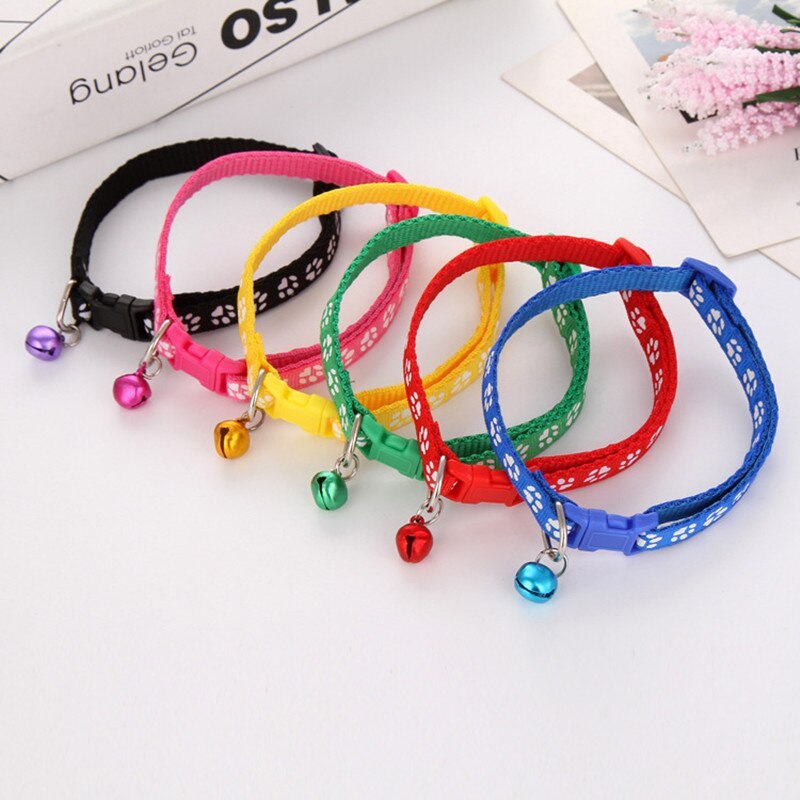 HKM-040851 Adjustable Pet Cat Collar with Bell - Small 1.0cm Band Width, Fits Neck Sizes 19cm to 32cm