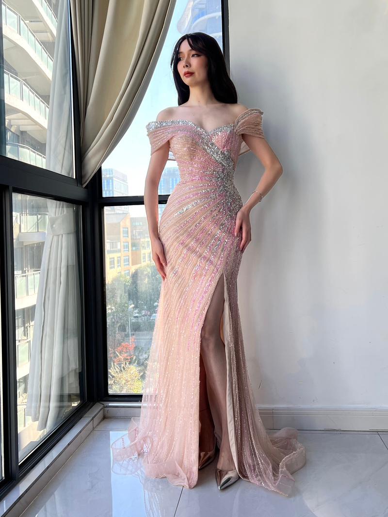 HKM-814099 Elegant Pink Evening Gown for Special Occasions, Model EZ25221