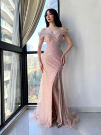 HKM-814099 Elegant Pink Evening Gown for Special Occasions, Model EZ25221