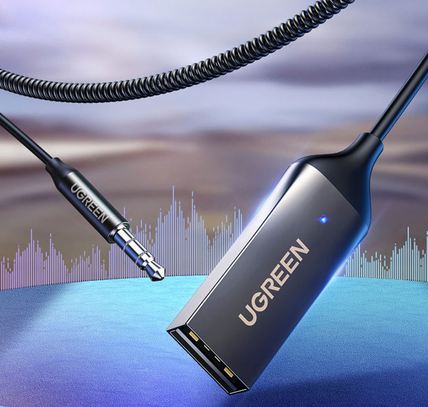 KTX-754451 Bluetooth Aux Adapter for Car - Wireless Receiver, USB to 3.5mm Jack, Touch and Button Control, High-Definition Sound Quality