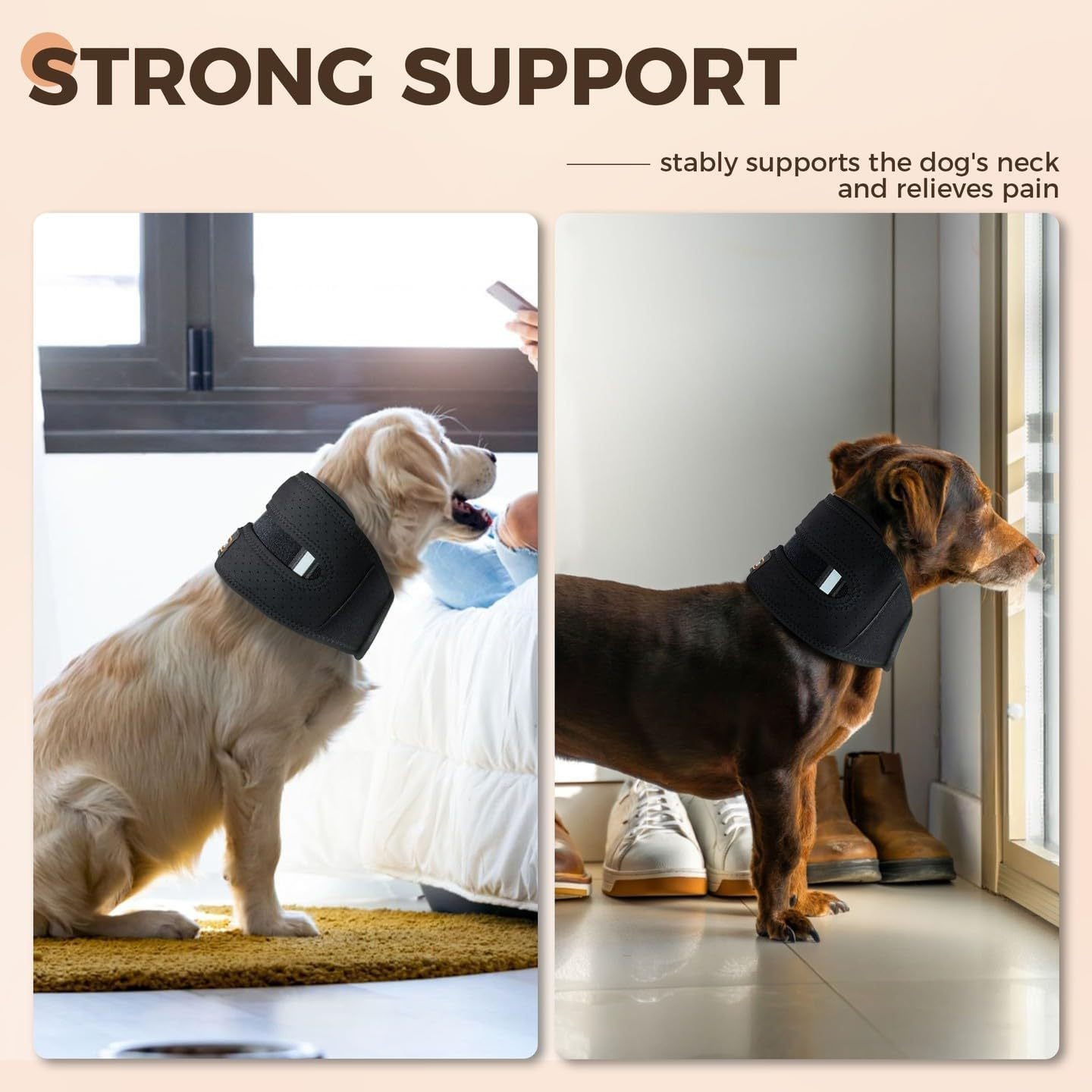 HKM-537299 Cervical Neck Support Brace for Dogs - Breathable Fabric with Reflective Strip, Multi-Size for Injury Recovery