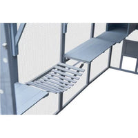 HKM-333395 Spacious Outdoor Cat House Playpen with Weatherproof Cover and Walkways, 110" Grey & White