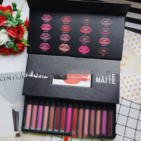 HKM-645331 Long Lasting Waterproof Lipstick Gift Set - 16 Matte Lip Gloss Shades