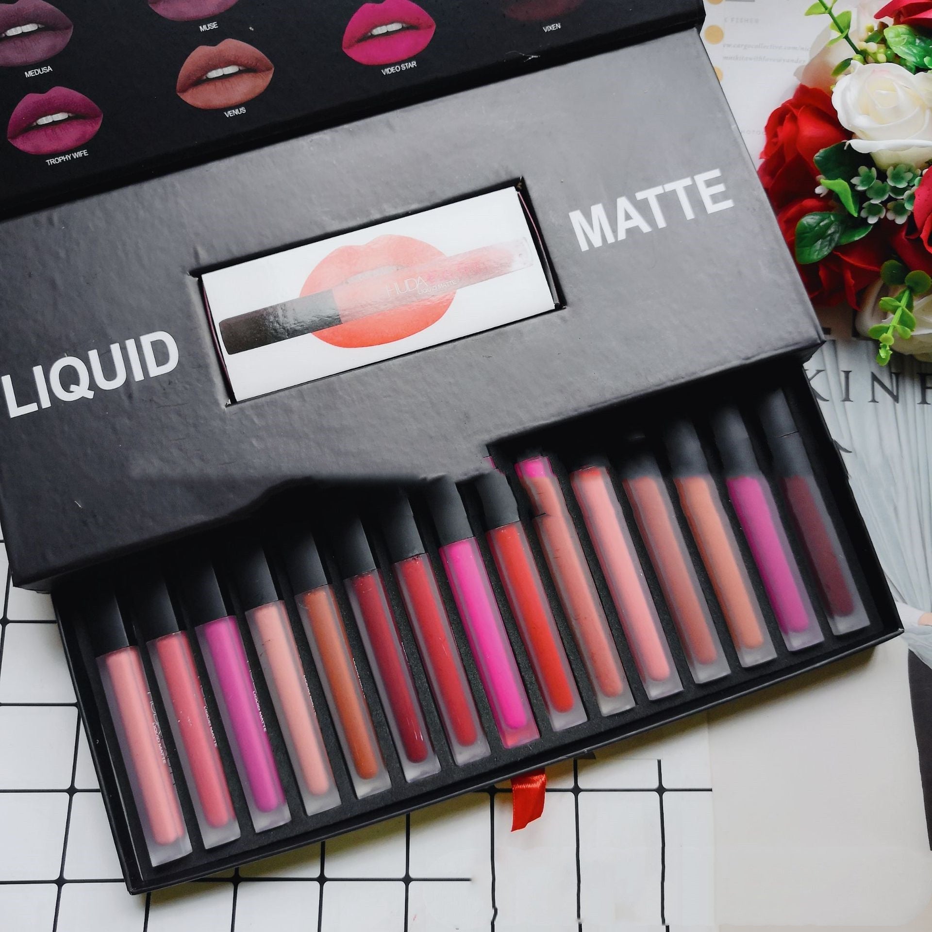 HKM-645331 Long Lasting Waterproof Lipstick Gift Set - 16 Matte Lip Gloss Shades