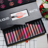 HKM-645331 Long Lasting Waterproof Lipstick Gift Set - 16 Matte Lip Gloss Shades