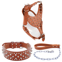 HKM-831379 Three-Piece Dog Safety Harness Set with Collar, Chest Strap, and Leash