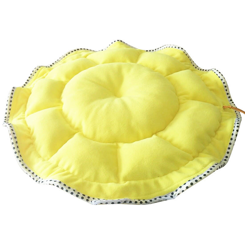 HKM-735187 Cozy Bud Shape Small Dog Bed in Yellow - Soft Polar Fleece and Cotton Design for Pets Up to 10kg
