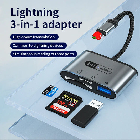 KTX-543251 Multi-Function 8-Pin SD TF Card Reader USB 3.0 OTG Connection Kit for iPhone and iPad