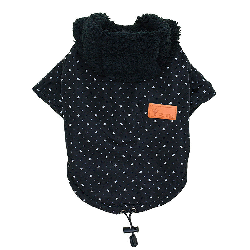 HKM-394899 Padded Hooded Dog Coat for All Sizes - Cotton Material, Casual Style, Available in Black and Pink