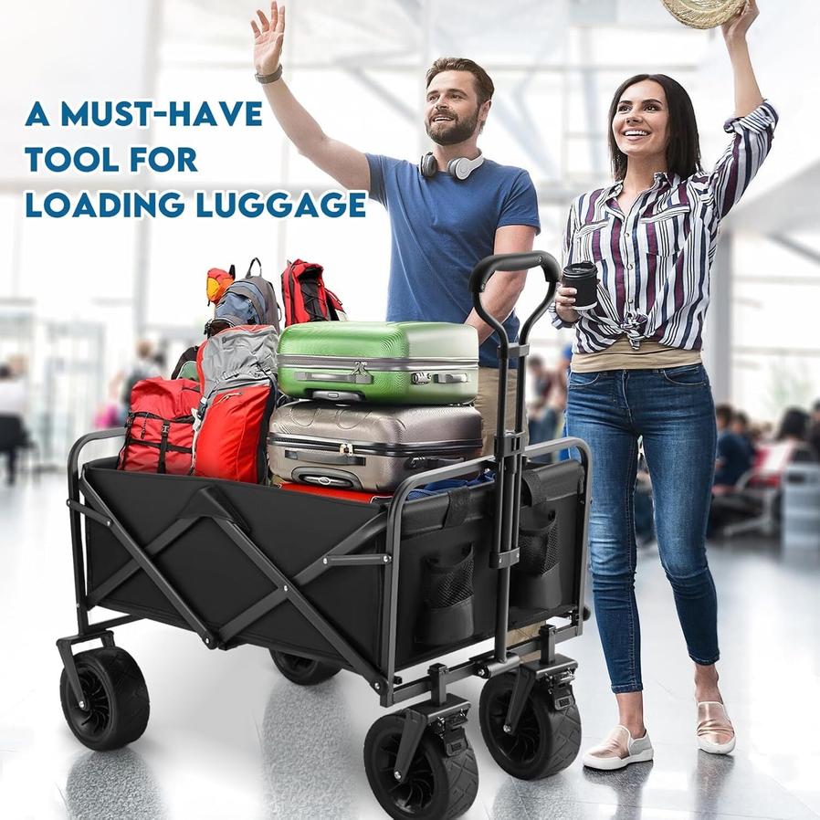 HKM-026003 Heavy Duty Foldable Camping and Garden Trolley Cart with Wheels