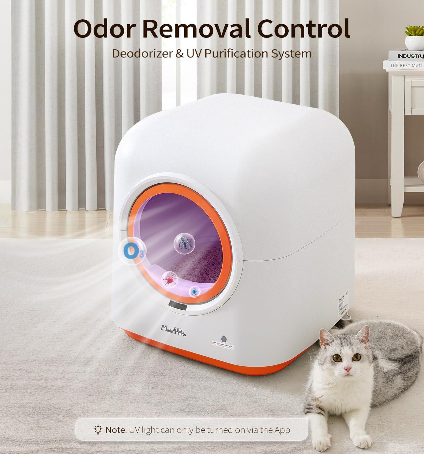 HKM-053139 Automatic Self-Cleaning Cat Litter Box with Smart App Control and Odor Reduction for Multiple Cats