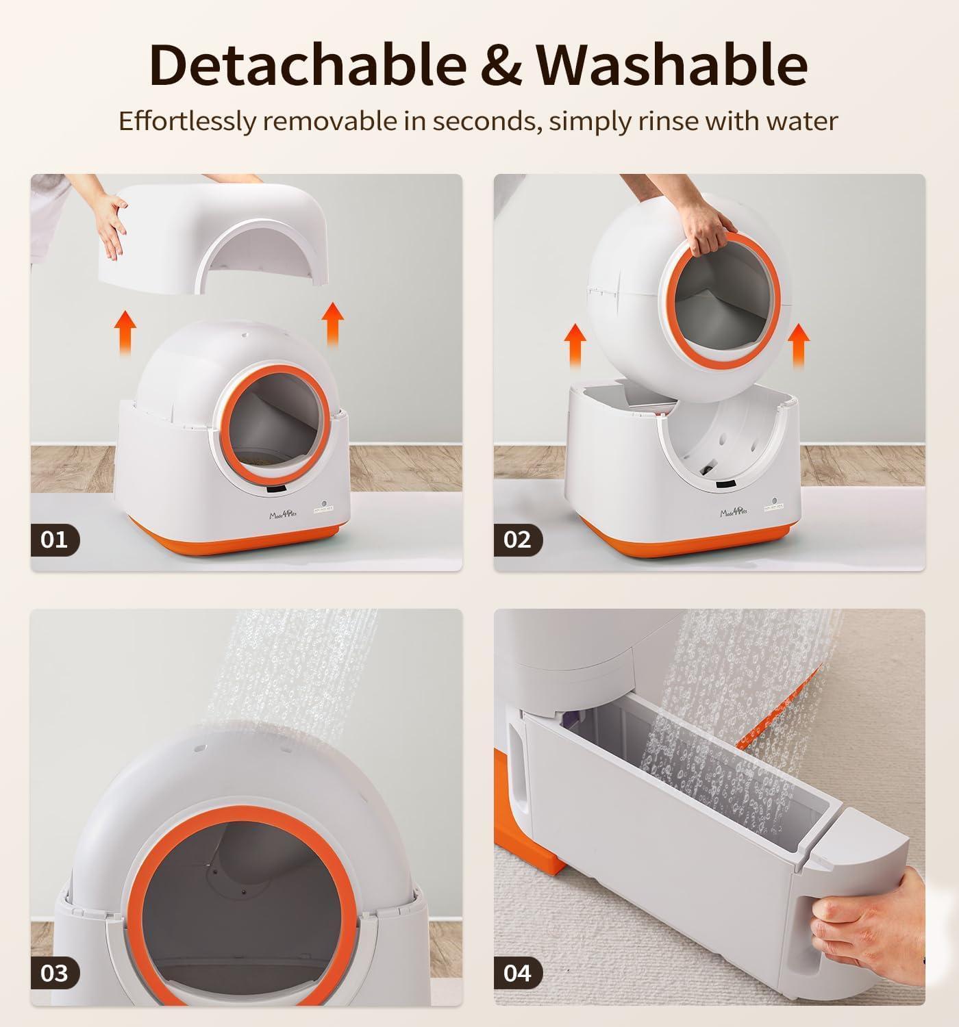 HKM-053139 Automatic Self-Cleaning Cat Litter Box with Smart App Control and Odor Reduction for Multiple Cats