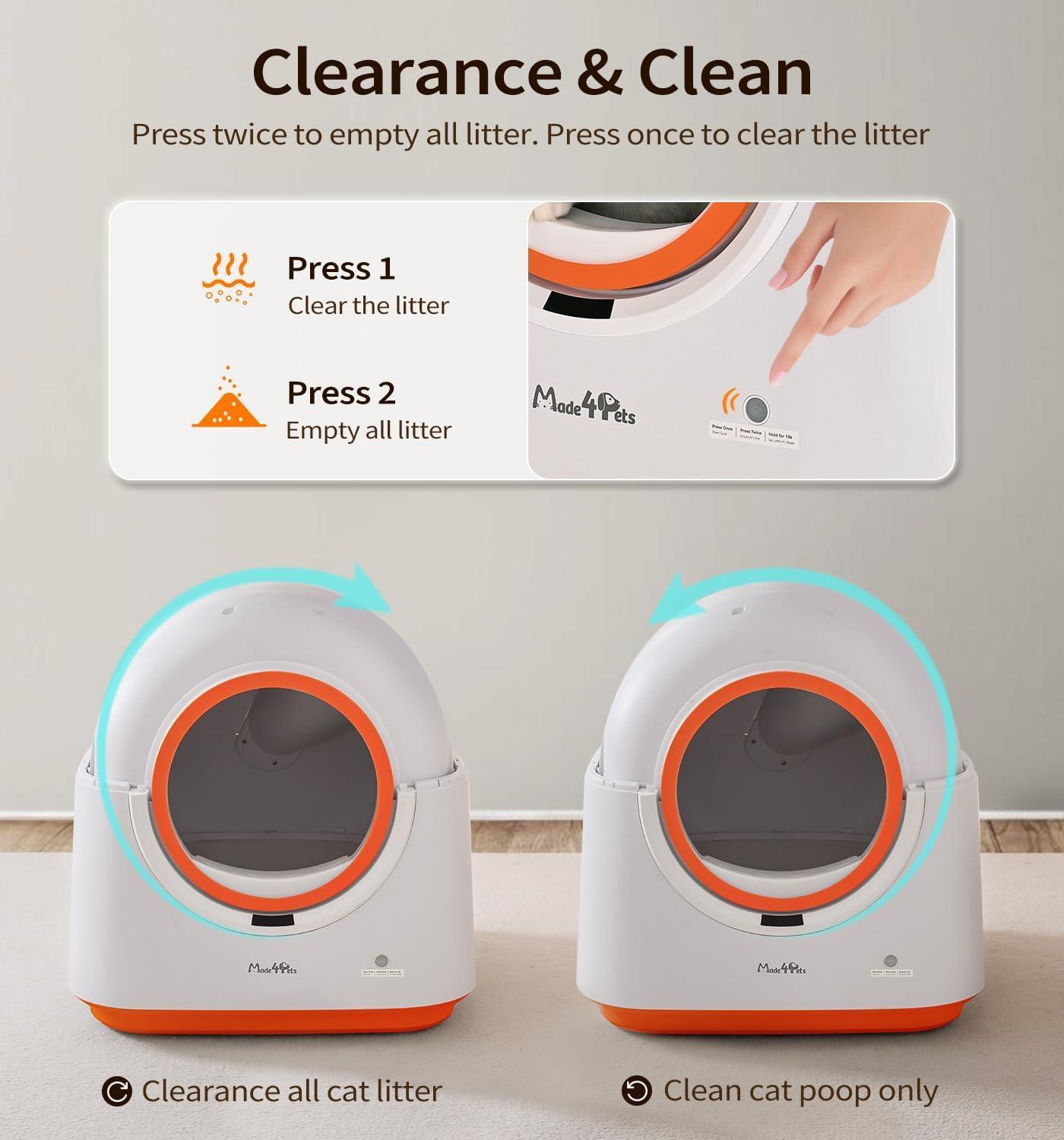 HKM-053139 Automatic Self-Cleaning Cat Litter Box with Smart App Control and Odor Reduction for Multiple Cats