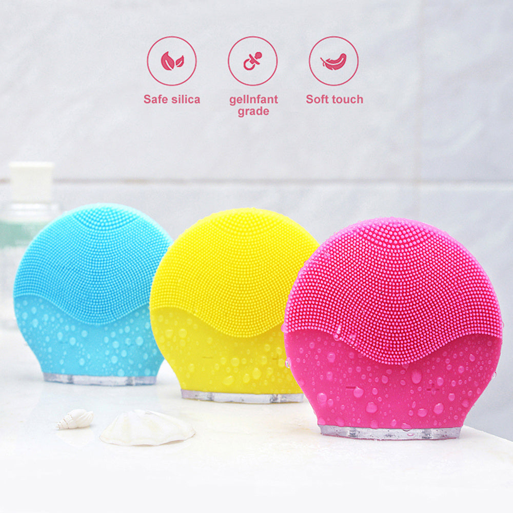 HKM-124371 Mini Electric Waterproof Silicone Facial Cleansing Brush with Sonic Vibration for Deep Pore Cleaning