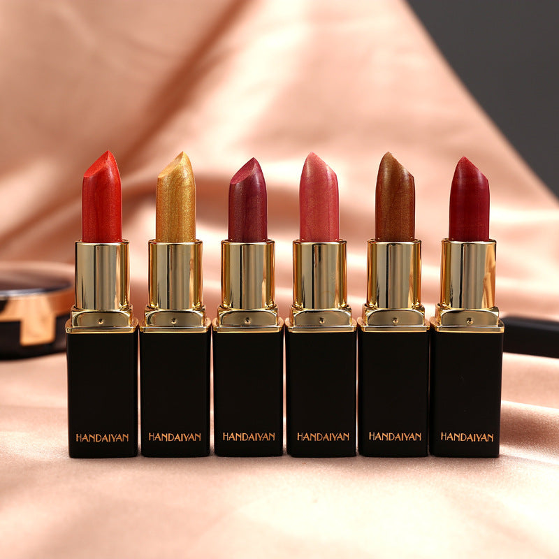 HKM-349267 Temperature Changing Shiny Metallic Lipstick in Pearlescent Gilt Finish