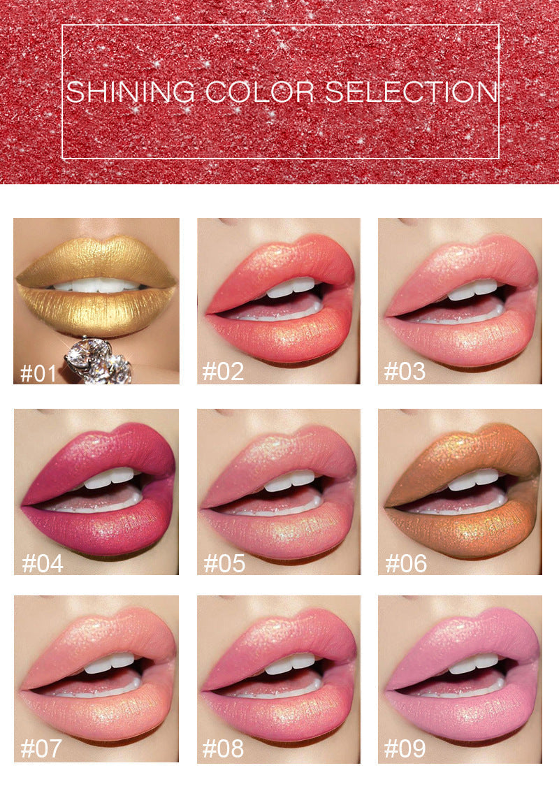 HKM-349267 Temperature Changing Shiny Metallic Lipstick in Pearlescent Gilt Finish