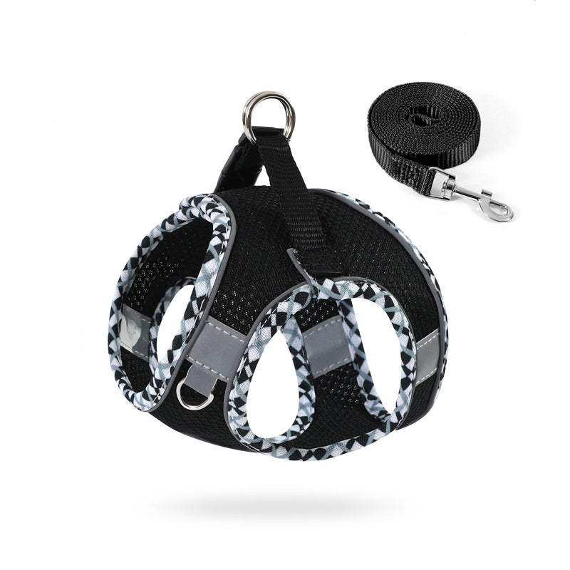 HKM-928531 No-Pull Dog Harness with Leash ¨C Breathable Mesh Step-In Vest for Dogs and Cats, Reflective Design, Quick-Release Buckle, Adjustable Sizes