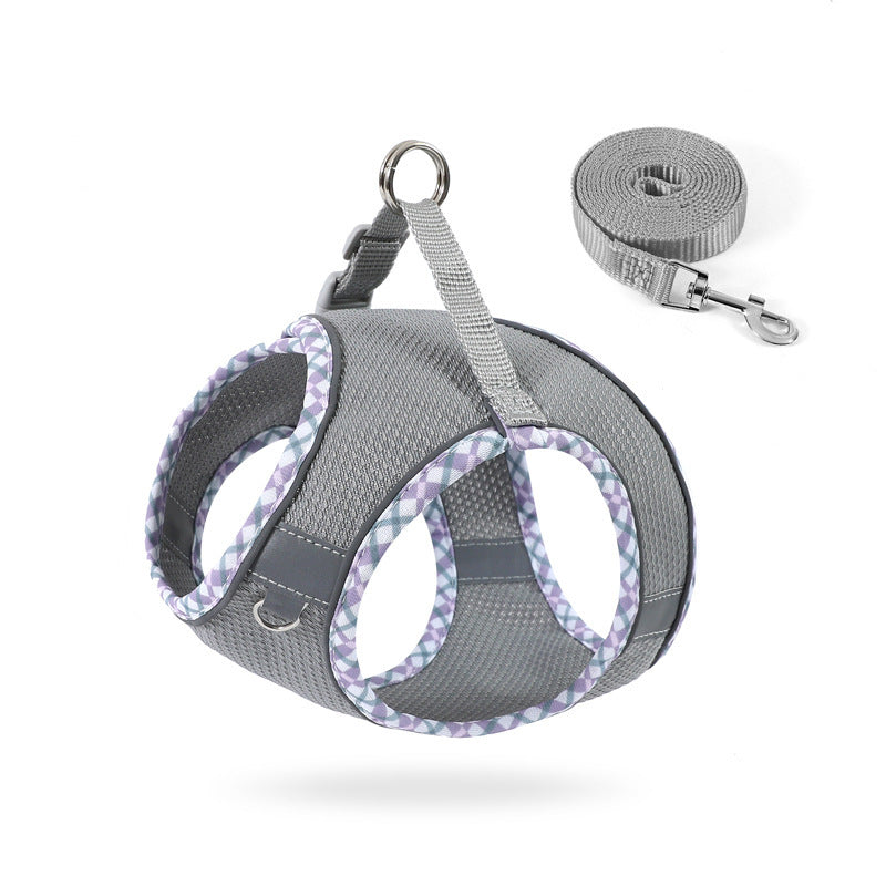 HKM-928531 No-Pull Dog Harness with Leash ¨C Breathable Mesh Step-In Vest for Dogs and Cats, Reflective Design, Quick-Release Buckle, Adjustable Sizes