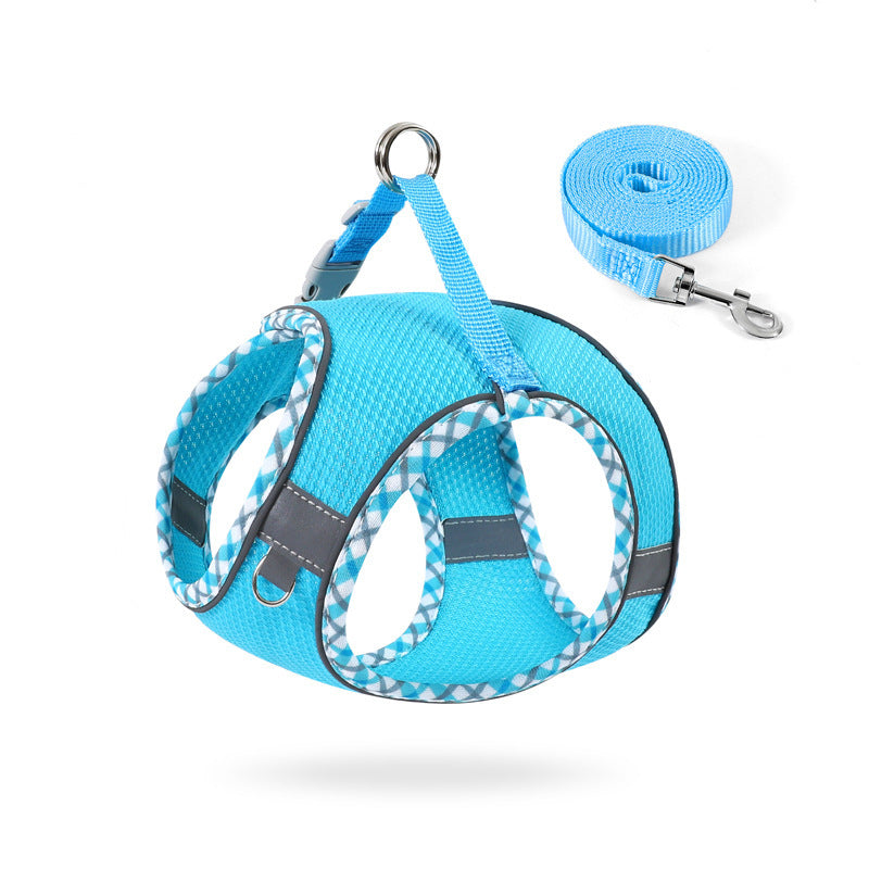 HKM-928531 No-Pull Dog Harness with Leash ¨C Breathable Mesh Step-In Vest for Dogs and Cats, Reflective Design, Quick-Release Buckle, Adjustable Sizes