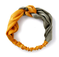 HKM-494355 Retro Satin Wide-Brimmed Color Block Knot Headband for Women