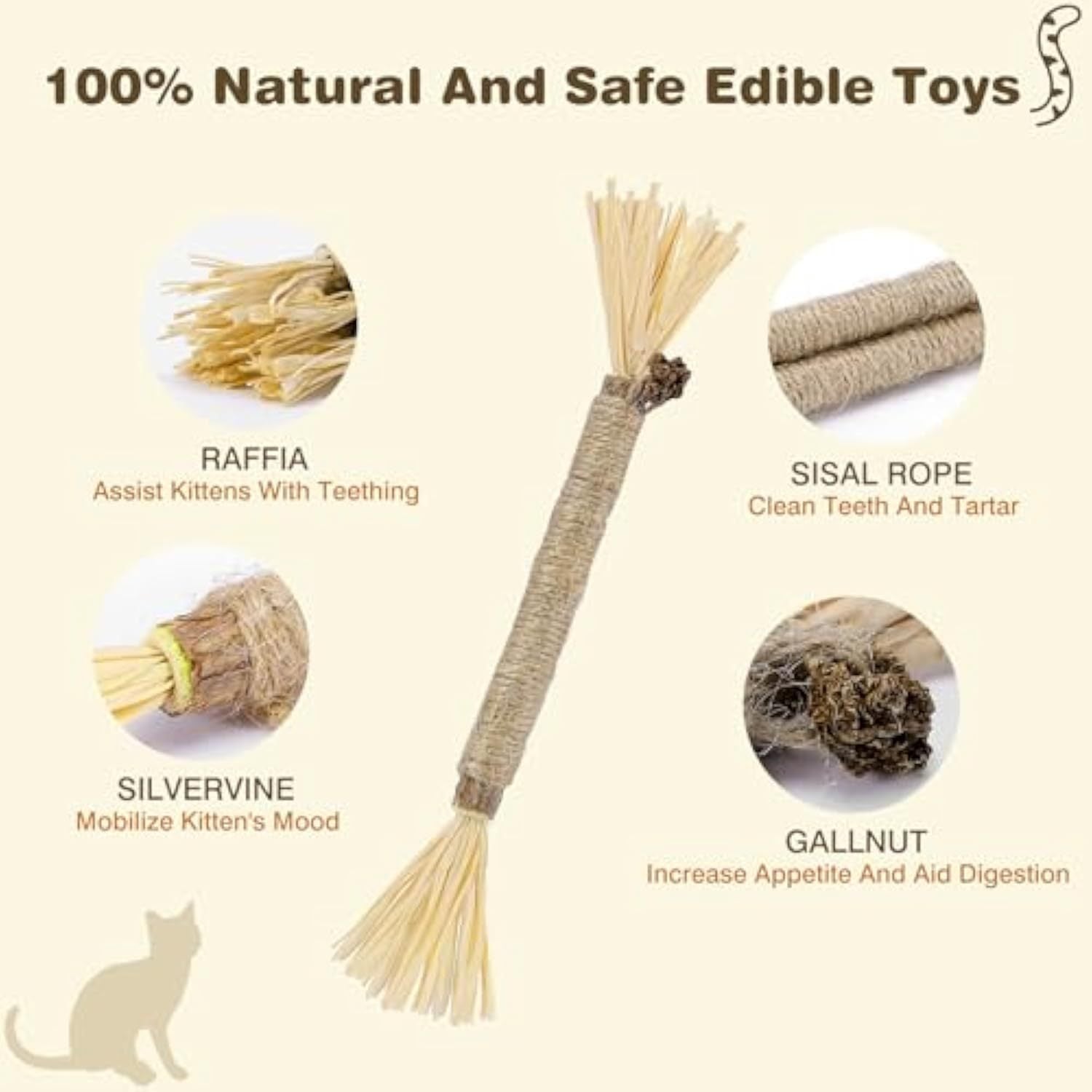HKM-924563 Natural Silvervine Cat Chew Sticks - 3 Pack for Dental Care and Healthy Play