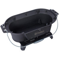 HKM-074579 Portable Oval Cast Iron Charcoal Grill with Frying Pan Insert for Outdoor Cooking