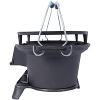 HKM-074579 Portable Oval Cast Iron Charcoal Grill with Frying Pan Insert for Outdoor Cooking