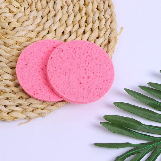 HKM-315347 Round Soft Clean Face Wash Pads – 5pcs of Wood Pulp Cotton, Pink, Φ85×15MM