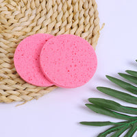 HKM-315347 Round Soft Clean Face Wash Pads – 5pcs of Wood Pulp Cotton, Pink, Φ85×15MM