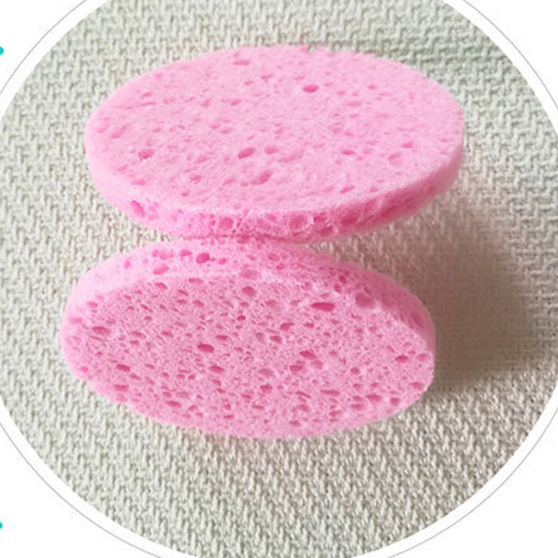 HKM-315347 Round Soft Clean Face Wash Pads – 5pcs of Wood Pulp Cotton, Pink, Φ85×15MM