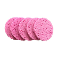 HKM-315347 Round Soft Clean Face Wash Pads – 5pcs of Wood Pulp Cotton, Pink, Φ85×15MM