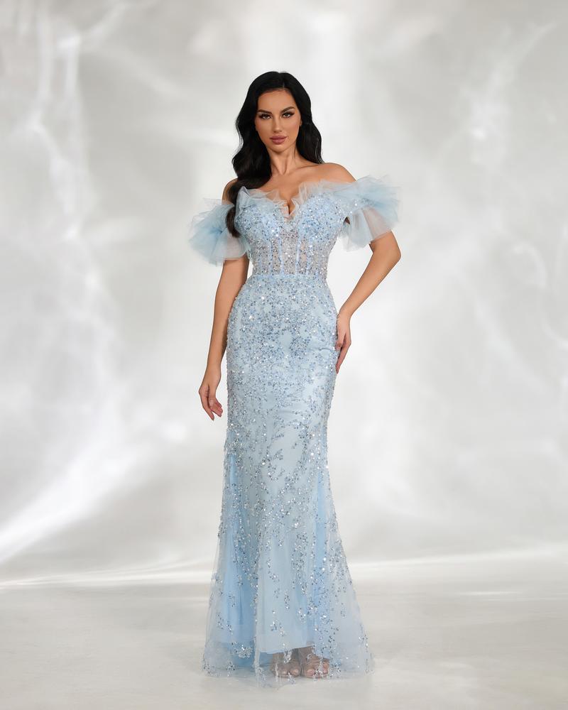 HKM-691923 Blue Elegant Women's Dress EZ25009