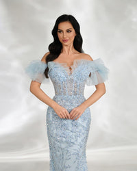 HKM-691923 Blue Elegant Women's Dress EZ25009
