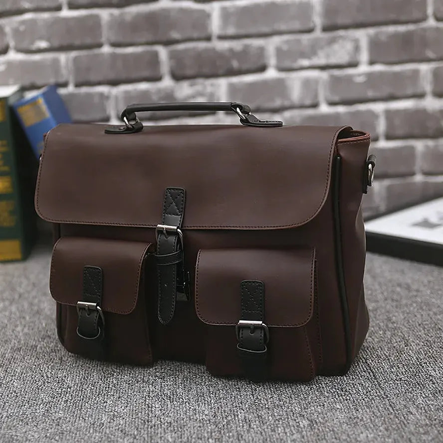 HKM-660179 Large Capacity Casual Crossbody Bag for Men - Versatile Leather Shoulder Briefcase with Stylish Design