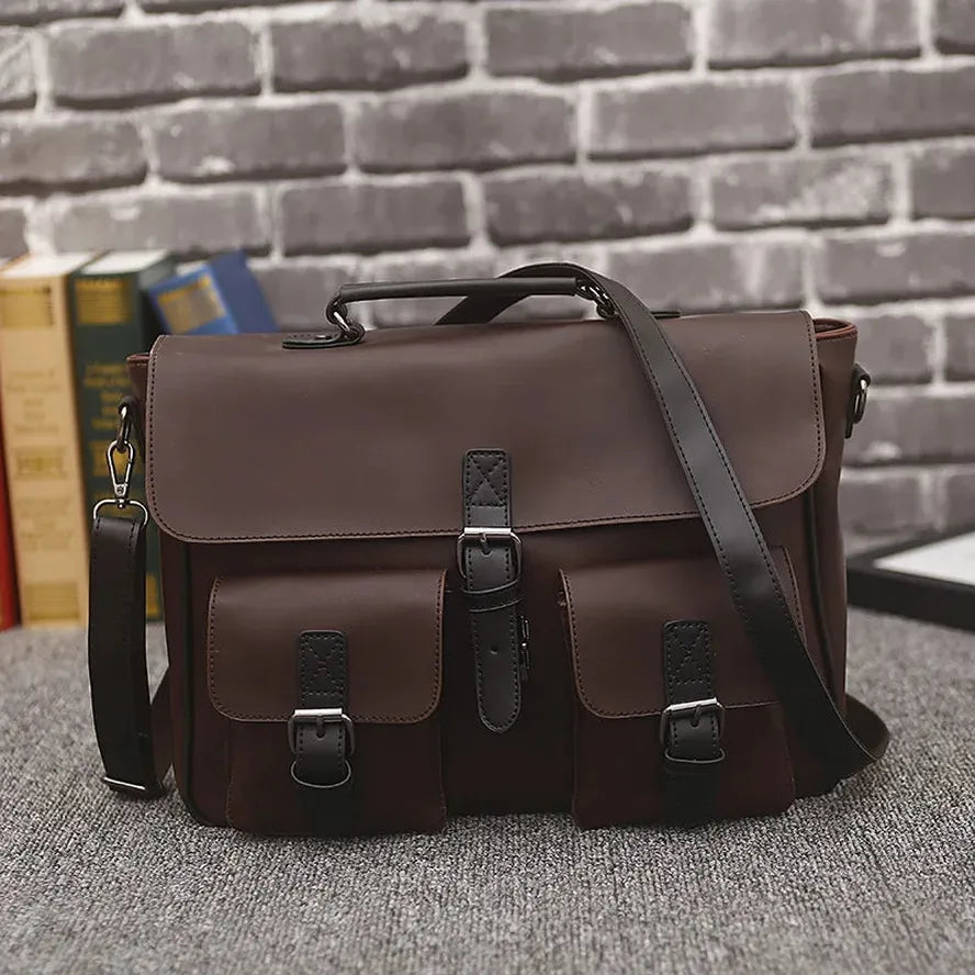 KTX-040531 Large Capacity Casual Crossbody Bag for Men - Versatile Leather Shoulder Briefcase with Stylish Design